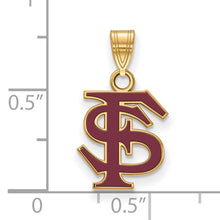 Load image into Gallery viewer, Sterling Silver Gold-plated LogoArt Florida State University S Medium Enameled Pendant
