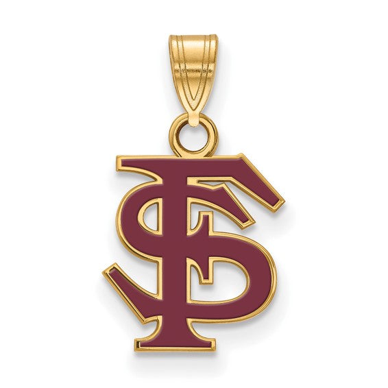 Sterling Silver Gold-plated LogoArt Florida State University S Medium Enameled Pendant