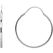 Load image into Gallery viewer, Sterling Silver 1.3mm Hinged Hoop Earrings In Multiple Sizes
