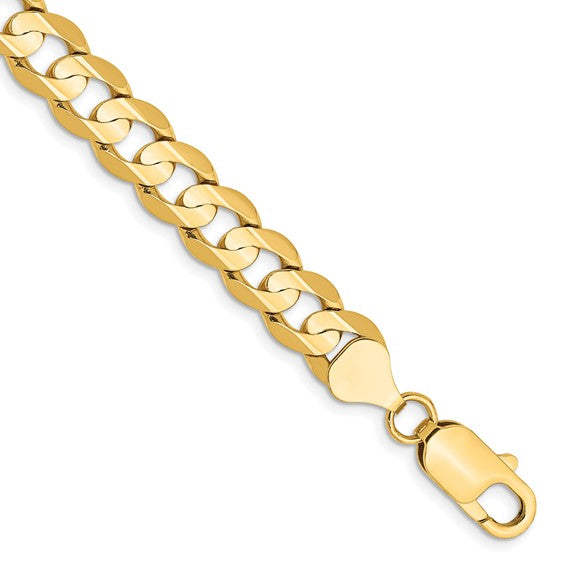 14k yellow gold 7.5mm Open Concave Curb Chain 8