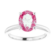 Load image into Gallery viewer, 14K White Gold 2cttw Oval Solitaire Pink Moissanite Engagement Ring, Size 5-8
