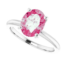 Load image into Gallery viewer, 14K White Gold 2cttw Oval Solitaire Pink Moissanite Engagement Ring, Size 5-8
