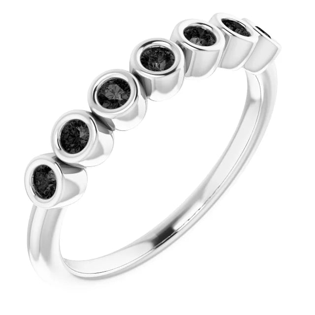 Sterling Silver 0.21cttw Natural Black Diamond Anniversary Band Sizes 5-8