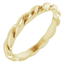 Load image into Gallery viewer, 14K Gold 3mm Wide Twisted Band In Multiple Colors, Sizes 4-7
