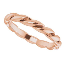 Load image into Gallery viewer, 14K Gold 3mm Wide Twisted Band In Multiple Colors, Sizes 4-7
