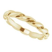 Load image into Gallery viewer, 14K Gold 3mm Wide Twisted Band In Multiple Colors, Sizes 4-7
