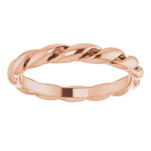 Load image into Gallery viewer, 14K Gold 3mm Wide Twisted Band In Multiple Colors, Sizes 4-7
