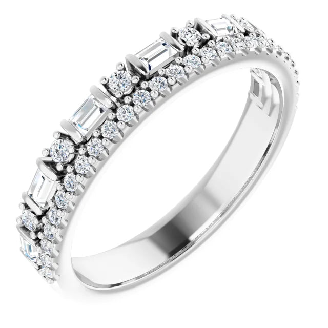 14K Gold 3/8cttw Natural Diamond Double Row Anniversary Band In Multiple Colors - Sizes 6-8