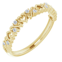 Load image into Gallery viewer, 14K Gold 1/8cttw Natural Diamond Heart Anniversary Band In Multiple Colors- Sizes 6-8
