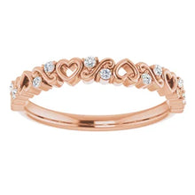 Load image into Gallery viewer, 14K Gold 1/8cttw Natural Diamond Heart Anniversary Band In Multiple Colors- Sizes 6-8
