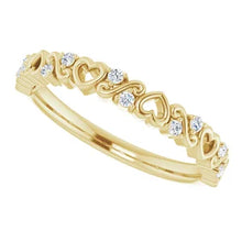 Load image into Gallery viewer, 14K Gold 1/8cttw Natural Diamond Heart Anniversary Band In Multiple Colors- Sizes 6-8
