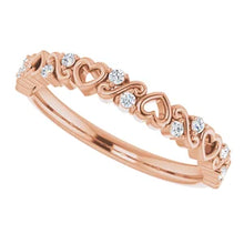 Load image into Gallery viewer, 14K Gold 1/8cttw Natural Diamond Heart Anniversary Band In Multiple Colors- Sizes 6-8
