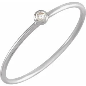 14K Gold Tiny .03cttw Natural Diamond Stackable Ring In Multiple Colors - Sizes 5-8