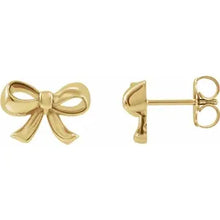 Load image into Gallery viewer, 14K Yellow Gold Bow Earrings
