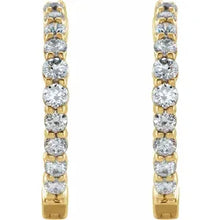 Load image into Gallery viewer, 14K Gold 1cttw Natural Diamond Inside-Outside Hinged 19.3mm Hoop Earrings In Multiple Colors
