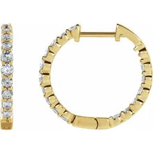 Load image into Gallery viewer, 14K Gold 1cttw Natural Diamond Inside-Outside Hinged 19.3mm Hoop Earrings In Multiple Colors
