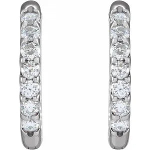 14K White Gold 1 1/8cttw Natural Diamond Inside-Outside Hinged 18.5mm Hoop Earrings