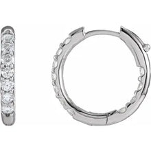 Load image into Gallery viewer, 14K White Gold 1 1/8cttw Natural Diamond Inside-Outside Hinged 18.5mm Hoop Earrings
