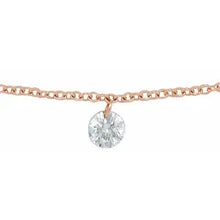 Load image into Gallery viewer, 14K Gold 1/6cttw Drilled Natural Diamond Solitaire 9&quot; Anklet In Multiple Colors
