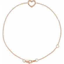 Load image into Gallery viewer, 14K Gold Heart 6 1/2-7 1/2&quot; Bracelet In Multiple Colors
