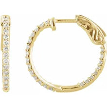 Load image into Gallery viewer, 14K Gold 26.5mm 1cttw Natural Diamond Inside-Outside Hinged Hoop Earrings In Multiple Colors
