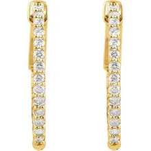 Load image into Gallery viewer, 14K Gold 26.5mm 1cttw Natural Diamond Inside-Outside Hinged Hoop Earrings In Multiple Colors
