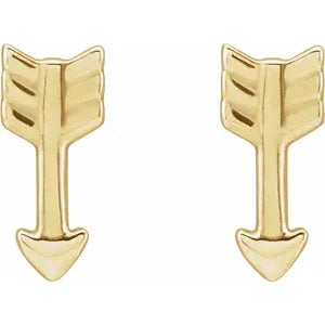 14K Yellow Gold Arrow Stud Earrings