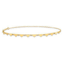 Load image into Gallery viewer, 14K Yellow Gold Oval Link Chain with Hearts 9&quot; Plus 1&quot; Ext Anklet
