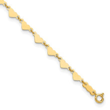 Load image into Gallery viewer, 14K Yellow Gold Oval Link Chain with Hearts 9&quot; Plus 1&quot; Ext Anklet
