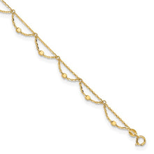 Load image into Gallery viewer, 14K Yellow Gold Polished and Diamond-cut Fancy 10&quot; Plus 1&quot; ext. Anklet
