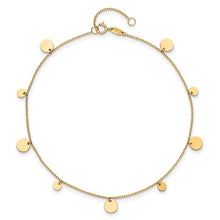 Load image into Gallery viewer, 14K Yellow Gold Polished Circles 9&quot; Plus 1&quot; ext. Anklet
