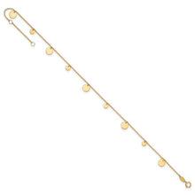 Load image into Gallery viewer, 14K Yellow Gold Polished Circles 9&quot; Plus 1&quot; ext. Anklet
