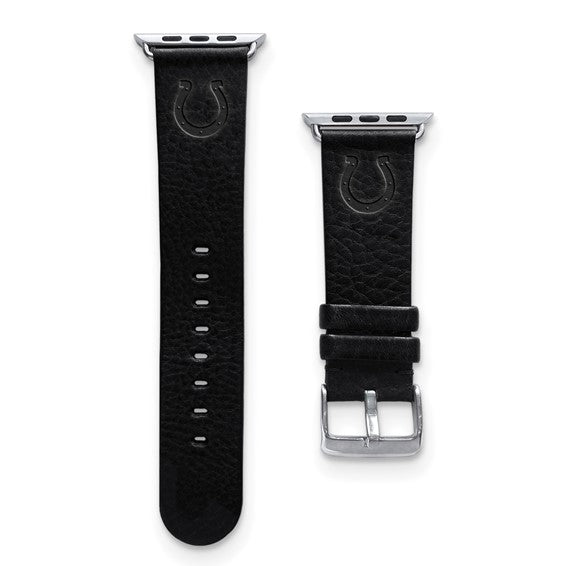 Gametime Colts Leather Band fits Apple Watch (42/44mm M/L Black)