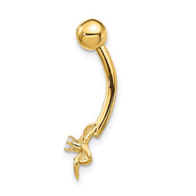 Load image into Gallery viewer, 14k Yellow Gold 14 Gauge CZ Flower Belly Ring
