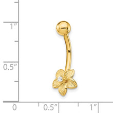 Load image into Gallery viewer, 14k Yellow Gold 14 Gauge CZ Flower Belly Ring
