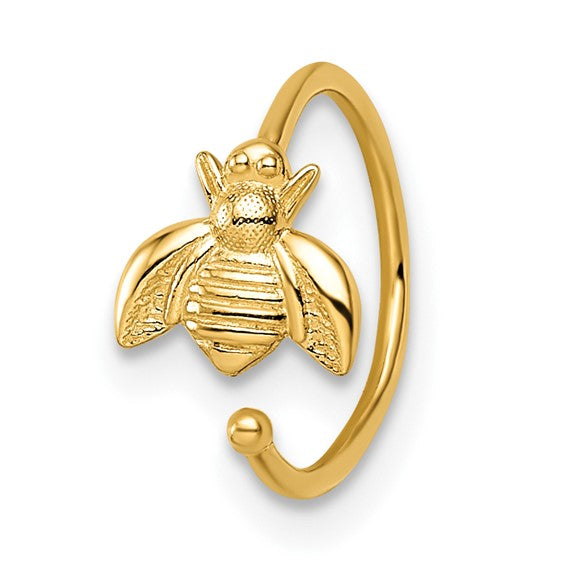 14k Yellow Gold 18 Gauge Bumble Bee Nose Ring / Ear Cuff