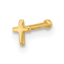 Load image into Gallery viewer, 14K Yellow Gold 20 Gauge Polished Cross Nose Stud
