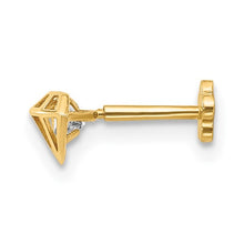 Load image into Gallery viewer, 14K Yellow Gold 18 Gauge Polished CZ 3D Diamond Shaped Cartilage Body Jewelry
