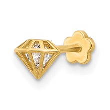 Load image into Gallery viewer, 14K Yellow Gold 18 Gauge Polished CZ 3D Diamond Shaped Cartilage Body Jewelry
