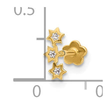 Load image into Gallery viewer, 14K Yellow Gold 18 Gauge CZ Stars Screw Back Cartilage Body Jewelry
