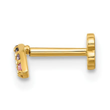 Load image into Gallery viewer, 14K Yellow Gold 18 Gauge Polished Multi-color CZ Cartilage Body Jewelry
