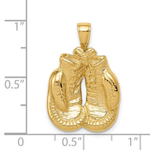 Load image into Gallery viewer, 14k Yellow Gold Solid Polished Open-Backed Boxing Gloves Pendant

