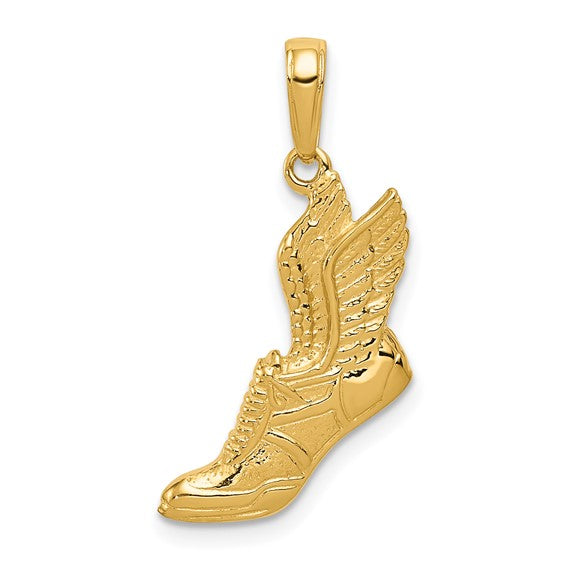 14k Yellow Gold Polished Running Shoe Pendant