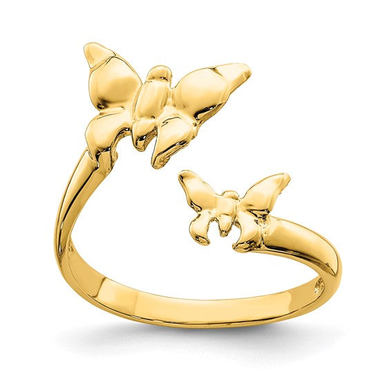 14K Yellow Gold Polished Butterfly Toe Ring