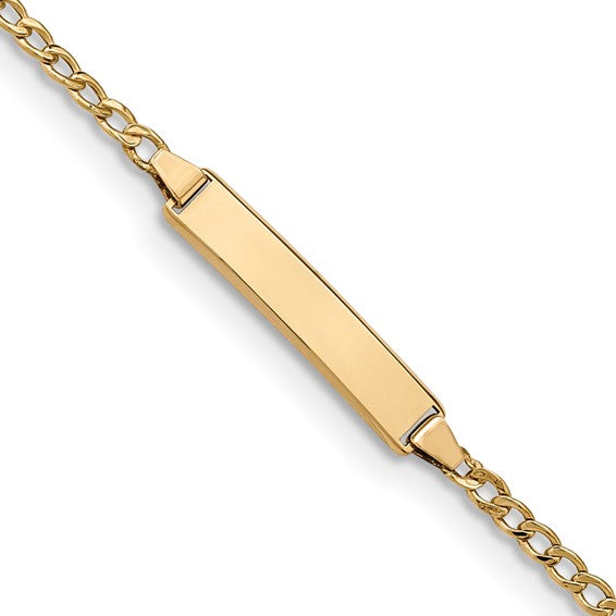 14k Yellow Gold Semi-Solid Polished Cuban ID 5.5