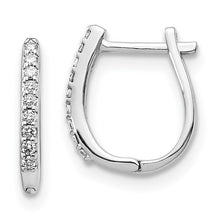 Load image into Gallery viewer, 14k White Gold 0.10ct Natural Diamond Hinged Hoop Earrings
