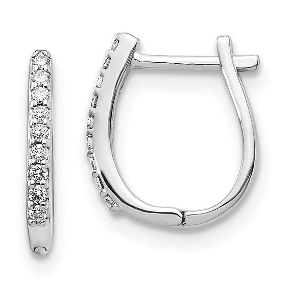 14k White Gold 0.10ct Natural Diamond Hinged Hoop Earrings