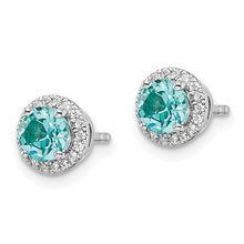 Load image into Gallery viewer, 14K White Gold Lab Grown Diamond and Lab Created Round Paraiba Post Earrings
