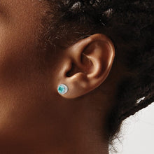 Load image into Gallery viewer, 14K White Gold Lab Grown Diamond and Lab Created Round Paraiba Post Earrings
