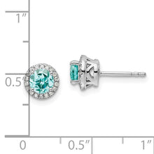 Load image into Gallery viewer, 14K White Gold Lab Grown Diamond and Lab Created Round Paraiba Post Earrings
